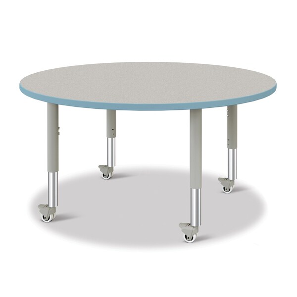 Berries Round Activity Table, 48 in. Diameter, Mobile, Freckled Gray/Coastal Blue/Gray